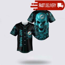 NFL Miami Dolphins Skull Flower 3D Baseball Jersey Football Gift - available at - sportfansshop.com