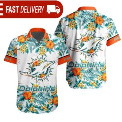 NFL Miami Dolphins Tropical Floral Hibiscus Hawaiian Shirt - available at - sportfansshop.com