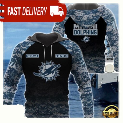 NFL Miami Dolphins U.S. Navy NWU Camouflage Cutsom Name Hoodie - available at - sportfansshop.com