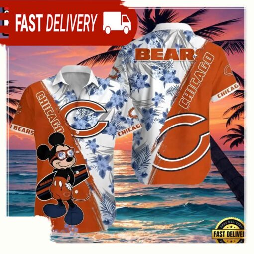 NFL Mickey Chicago Bears Hawaiian Shirt Orange - available at - sportfansshop.com