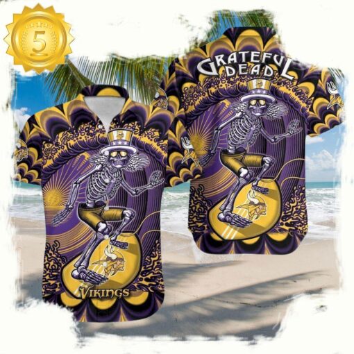 NFL Minnesota Vikings Grateful Dead Unisex Hawaiian Shirt - available at - sportfansshop.com