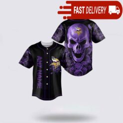 NFL Minnesota Vikings Skull Flower 3D Baseball Jersey Football Gift - available at - sportfansshop.com