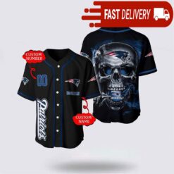 NFL New England Patriots Baseball Jersey 3D Personalized Skull Shirt for Your Football Team - available at - sportfansshop.com