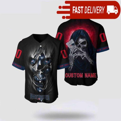 NFL New England Patriots Baseball Jersey Alchemy Grim Reaper Design Your Own Shirt - available at - sportfansshop.com