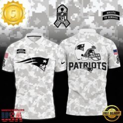 NFL New England Patriots Camo 2025 Salute to Service Polo Shirt - available at - sportfansshop.com