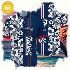 NFL New England Patriots Hawaiian Shirt Floral Pattern - available at - sportfansshop.com