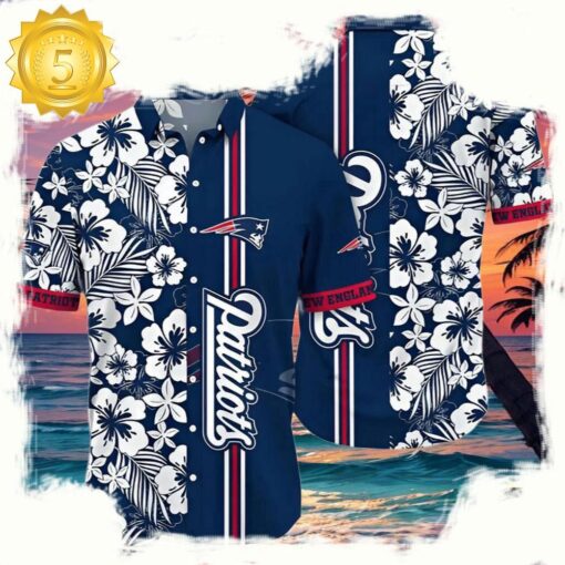 NFL New England Patriots Hawaiian Shirt Floral Pattern - available at - sportfansshop.com