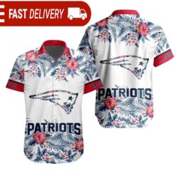 NFL New England Patriots Tropical Floral Hibiscus Hawaiian Shirt - available at - sportfansshop.com