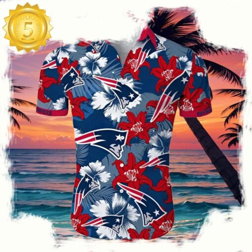 NFL New England Patriots Tropical Flower Hawaiian Shirt - available at - sportfansshop.com