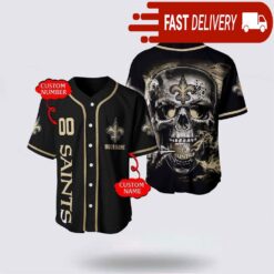 NFL New Orleans Saints Baseball Jersey 3D Personalized Skull Shirt for Your Football Team - available at - sportfansshop.com