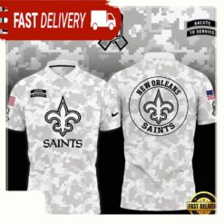 NFL New Orleans Saints Camo 2025 Salute to Service Polo Shirt - available at - sportfansshop.com