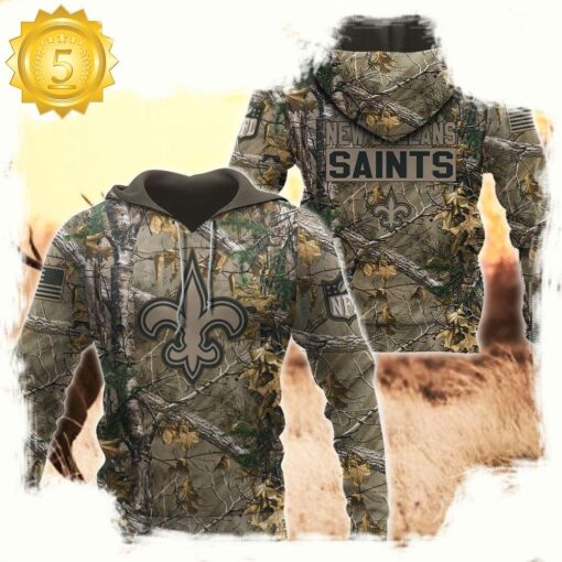 NFL New Orleans Saints Hunting Camo 3D Hoodies - available at - sportfansshop.com