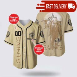 NFL New Orleans Saints Jason Voorhees Custom Name Baseball Jersey 3D Horror Shirt - available at - sportfansshop.com