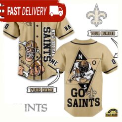 NFL New Orleans Saints Mascot Go Saints Custom Name Number Baseball Jersey - available at - sportfansshop.com