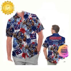 NFL New York Giants America Flag Tropical Floral Custom Hawaiian Shirt For Men Women - available at - sportfansshop.com