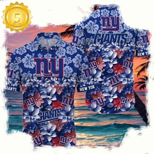 NFL New York Giants Hawaiian Shirts For Men Floral Pattern - available at - sportfansshop.com