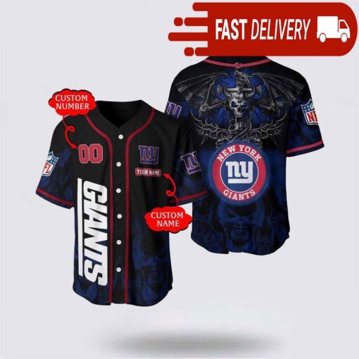 NFL New York Giants Personalized Baseball Jersey with Name and Number - available at - sportfansshop.com