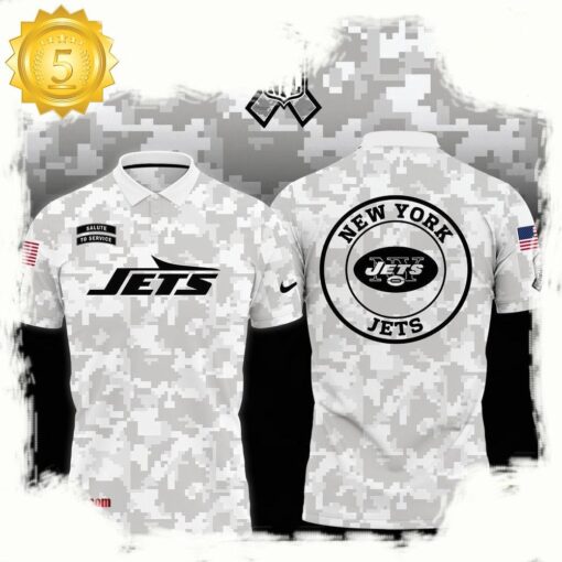 NFL New York Jets Camo 2025 Salute to Service Polo Shirt - available at - sportfansshop.com