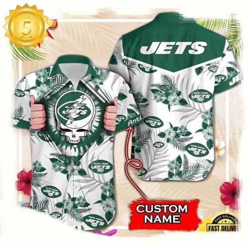 NFL New York Jets Grateful Dead Personalized Unisex Hawaiian Shirt - available at - sportfansshop.com