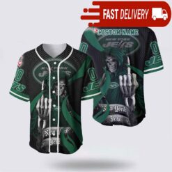 NFL New York Jets Grim Reaper Custom Name Baseball Jersey Gift for Your Squad - available at - sportfansshop.com