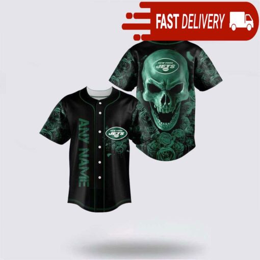 NFL New York Jets Skull Flower 3D Baseball Jersey Football Gift - available at - sportfansshop.com