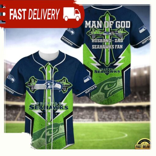 NFL NFL Seattle Seahawks Man of God New Design Baseball Jersey Shirt - available at - sportfansshop.com