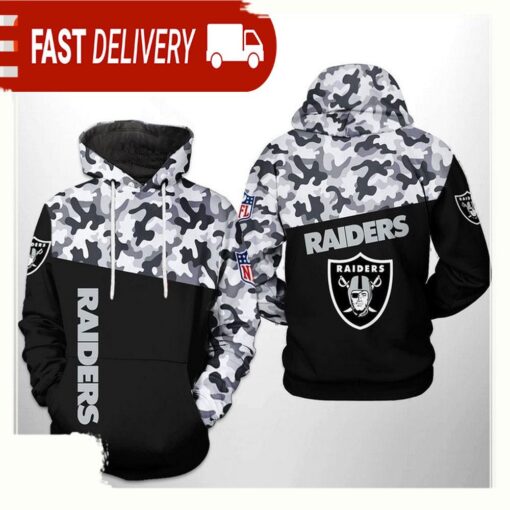 NFL Oakland Raiders Camo Veteran Team All Over Print Unisex Hoodie - available at - sportfansshop.com