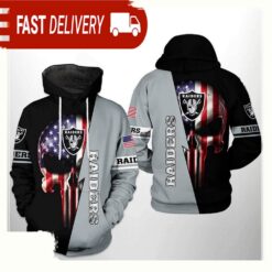 NFL Oakland Raiders US Flag Skull Team All Over Print Unisex Hoodie - available at - sportfansshop.com