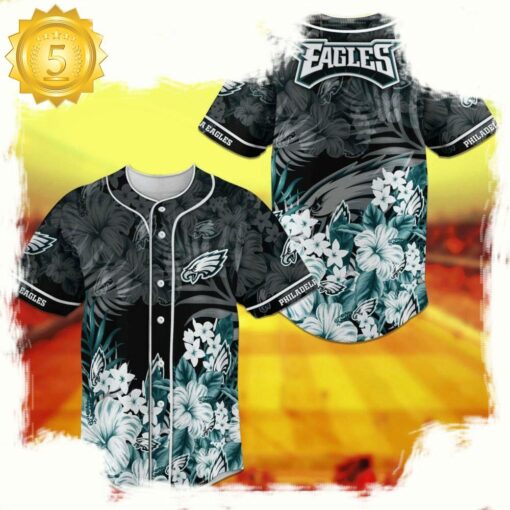 NFL Philadelphia Eagles Floral New Design Baseball Jersey Shirt - available at - sportfansshop.com