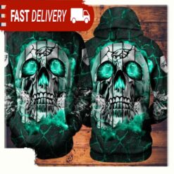 NFL Philadelphia Eagles Neon Green Skull All Over Print Men and Women Unisex Hoodie - available at - sportfansshop.com