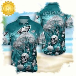 NFL Philadelphia Eagles Skull Pumpkin Hawaiian Shirt For Men Women - available at - sportfansshop.com