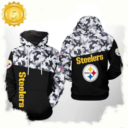 NFL Pittsburgh Steelers Camo Veteran Team All Over Print Unisex Hoodie - available at - sportfansshop.com