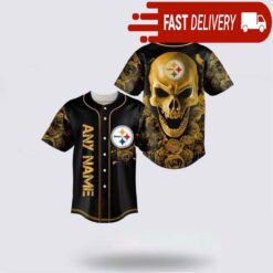 NFL Pittsburgh Steelers Skull Flower 3D Baseball Jersey Football Gift - available at - sportfansshop.com