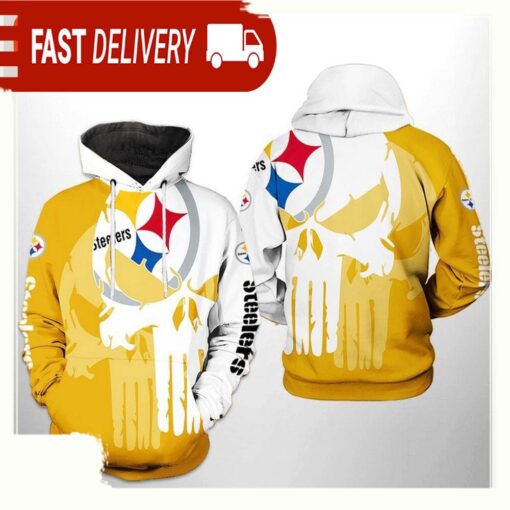 NFL Pittsburgh Steelers Team Skull All Over Print Unisex Hoodie - available at - sportfansshop.com