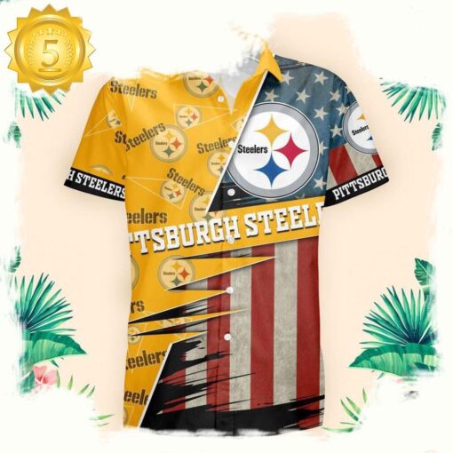 NFL Pittsburgh Steelers US Flag Pattern Hawaiian Shirt - available at - sportfansshop.com