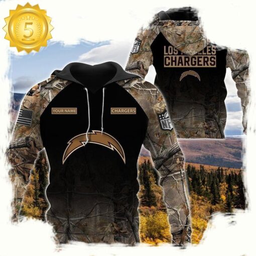 NFL San Diego Chargers Custom NameHunting Camo Hoodie - available at - sportfansshop.com