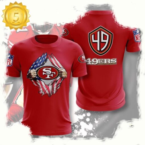 NFL San Francisco 49ers Football US Flag All Over Print T Shirt - available at - sportfansshop.com