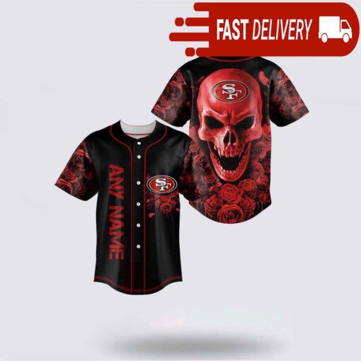 NFL San Francisco 49ers Skull Flower 3D Baseball Jersey Football Gift - available at - sportfansshop.com