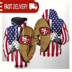 NFL San Francisco 49ers US Flag Team All Over Print Unisex Hoodie - available at - sportfansshop.com