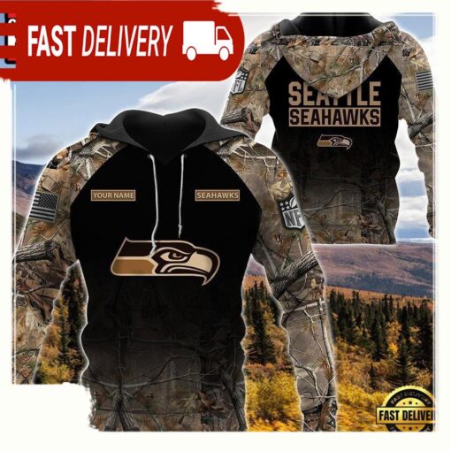 NFL Seattle Seahawks Custom NameHunting Camo Hoodie - available at - sportfansshop.com