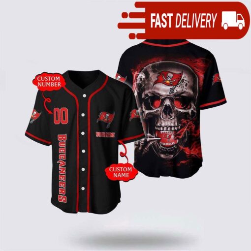 NFL Tampa Bay Buccaneers Baseball Jersey 3D Personalized Skull Shirt for Your Football Team - available at - sportfansshop.com