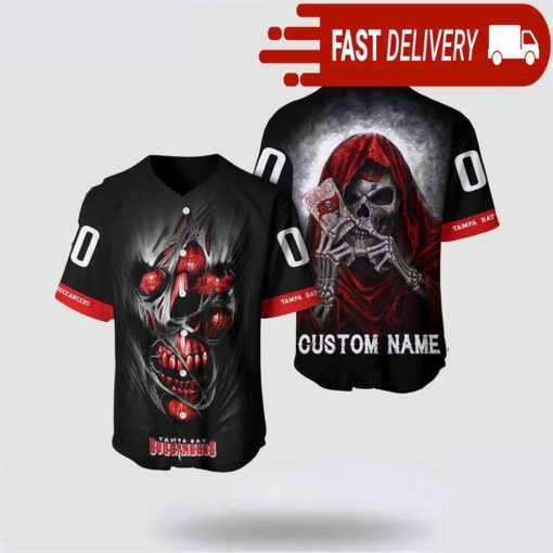 NFL Tampa Bay Buccaneers Baseball Jersey Alchemy Grim Reaper Design Your Own Shirt - available at - sportfansshop.com