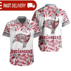 NFL Tampa Bay Buccaneers Tropical Floral Hibiscus Hawaiian Shirt - available at - sportfansshop.com