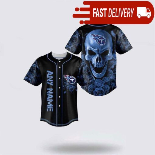 NFL Tennessee Titans Skull Flower 3D Baseball Jersey Football Gift - available at - sportfansshop.com