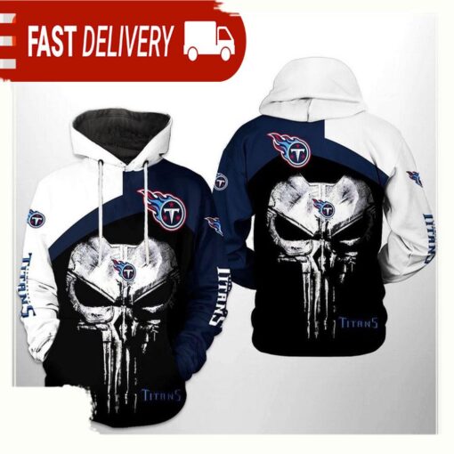 NFL Tennessee Titans Skull Punisher Team All Over Print Unisex Hoodie - available at - sportfansshop.com