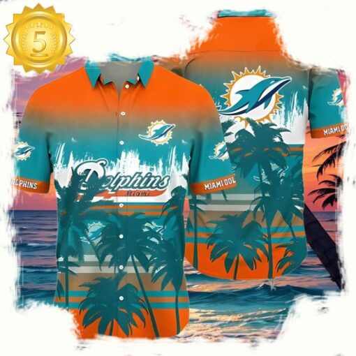 NFL Tropical Summer Sunset Miami Dolphins Hawaiian Shirt - available at - sportfansshop.com