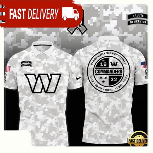 NFL Washington Commanders Camo 2025 Salute to Service Polo Shirt - available at - sportfansshop.com