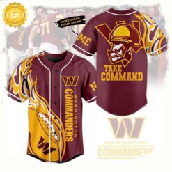 NFL Washington Commanders Mascot Logo Take Command Custom Name Baseball Jersey - available at - sportfansshop.com