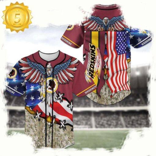 NFL Washington Redskins Eagle American Flag New Design Baseball Jersey Shirt - available at - sportfansshop.com