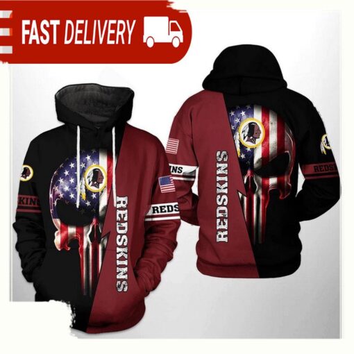 NFL Washington Redskins US Flag Skull Team All Over Print Unisex Hoodie - available at - sportfansshop.com